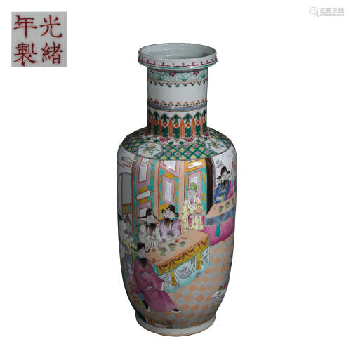 CHINESE QING DYNASTY GUANGXU FAMILLE ROSE VASE