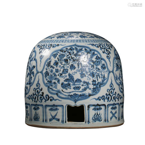 CHINESE YUAN DYNASTY BLUE AND WHITE YURT SHAPED WARE, 13TH C...