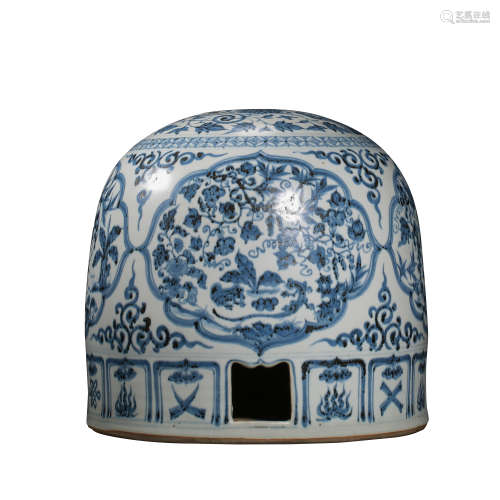 CHINESE YUAN DYNASTY BLUE AND WHITE YURT SHAPED WARE, 13TH C...