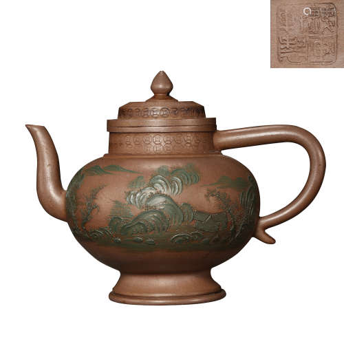 MODERN CHINESE FAMOUS ARTIST MADE PURPLE CLAY TEAPOT