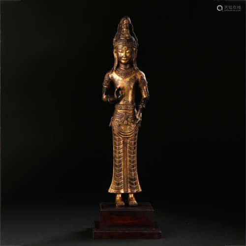 ANCIENT DALI GILT BRONZE STATUE OF BUDDHA