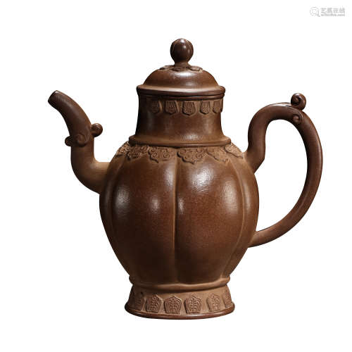 MODERN CHINESE FAMOUS ARTIST MADE PURPLE CLAY TEAPOT