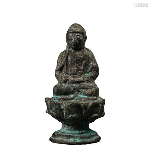 CHINESE LIAO AND JIN DYNASTIES BRONZE SEATED BUDDHA, 10TH CE...