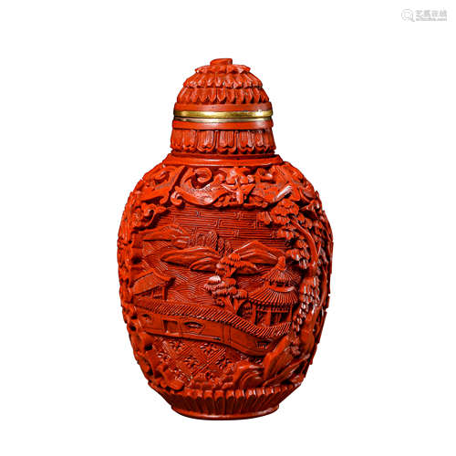 CHINESE QING DYNASTY LACQUER SNUFF BOTTLE