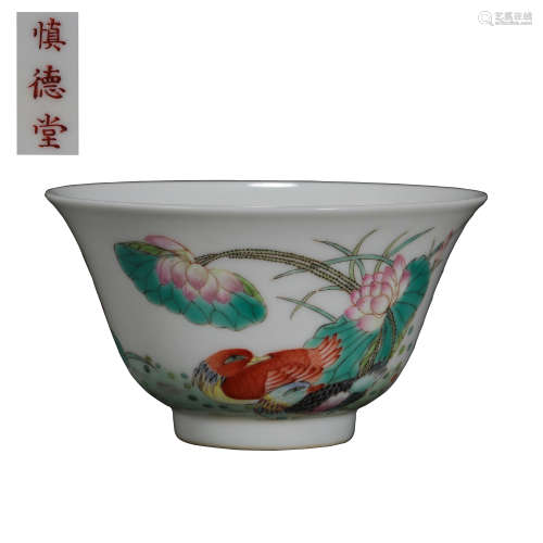 CHINESE QING DYNASTY FAMILLE ROSE CUP