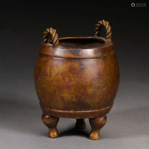 CHINESE QING DYNASTY COPPER CENSER