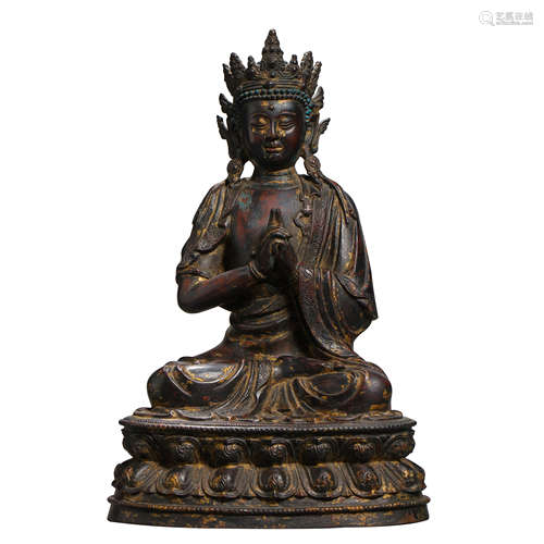 CHINESE MING DYNASTY BRONZE STANDING BUDDHA STATUE