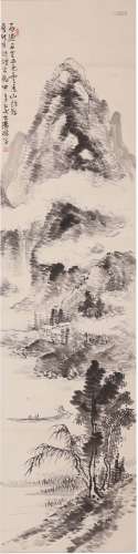 Chinese Landscape Painting, Paper, Hanging Scroll, Tang Di M...