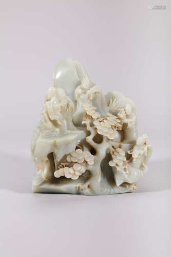 White Jade Eight Immortals Boulder, Late Qing