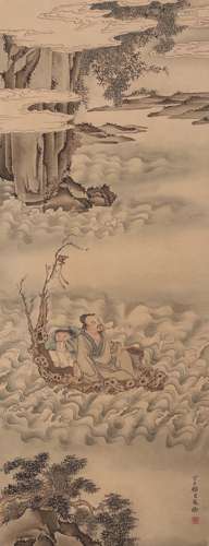 Chinese Figure Painting, Ink and Colour, Hanging Scroll, Gu ...