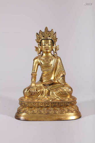 Gilt Bronze Figure of Shakyamuni, Qing Dynasty