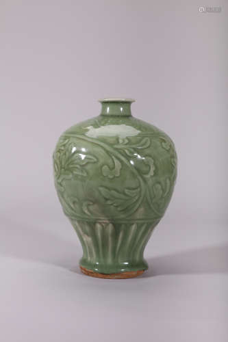 Ming Longquan Kiln Incised  Meiping Bottle