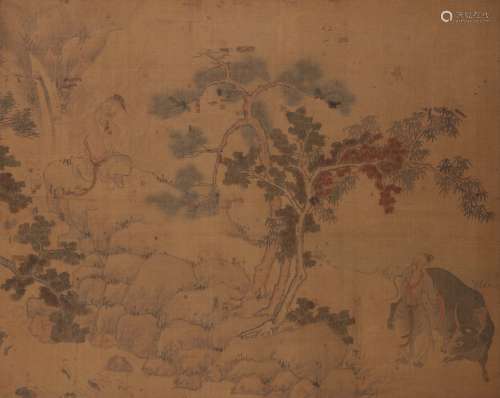 Chinese Landscape Painting, Ink and Colour on Silk, Hanging ...