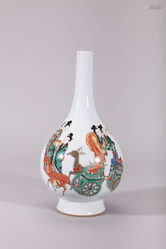 Wucai Longevity Bottle, Qing Dynasty