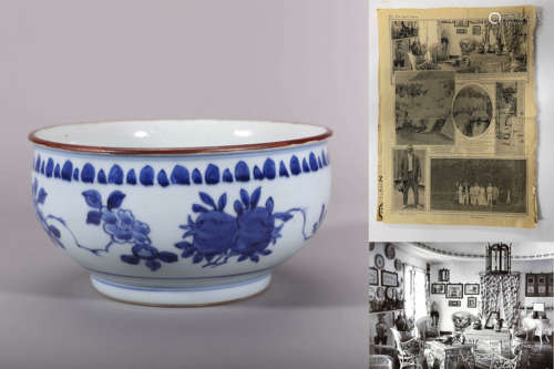 Blue and White Flower Alms Bowl, Qing Kangxi Period