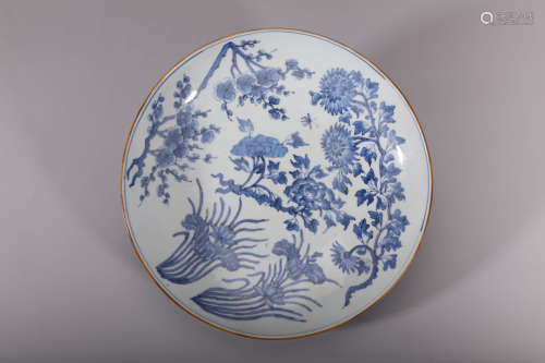 Blue and White Flower Plate, Qing Kangxi Period