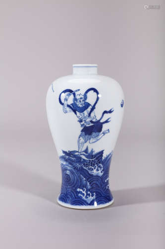 Blue and White Figure and Story Meiping Vase, Qing Kangxi Pe...