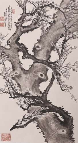 Chinese Plum Painting, Hanging Scroll, Peng Yulin Mark