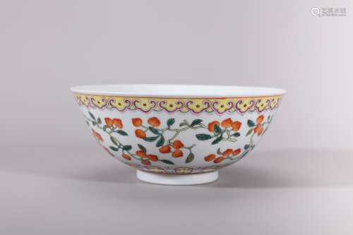 Famille Rose Peach Bowl, Qing Guangxu Period