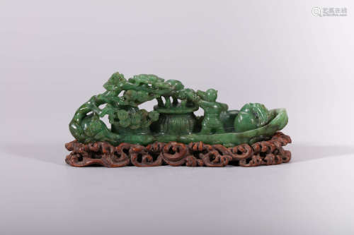 Qing Spinach-green Khotan Jade