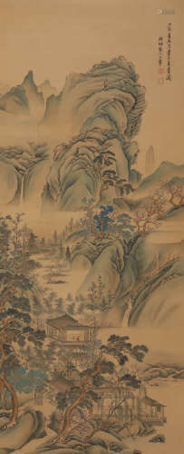 Chinese Landscape Painting, Ink and Colour on Silk, Hanging ...