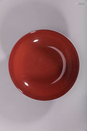 Sacrificial-Red Plate, Qing Qianlong Period