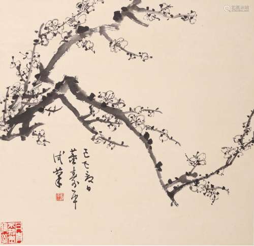 Chinese Plum Painting, Hanging Scroll, Dong Shouping Mark