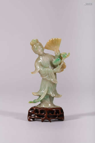 Jadeite Jade Figure of Court Lady, Qing Dynasty