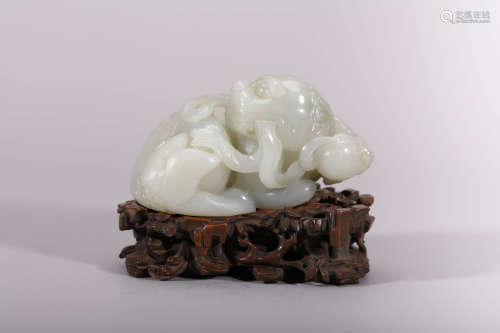 Khotan White Jade Mythical Beast Ornament