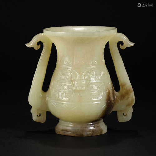Han Dynasty Hetian Jade Auspicious Bird Amphora