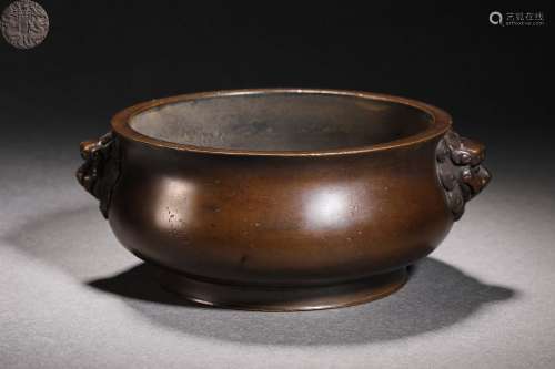Qing Dynasty bronze animal head incense burner