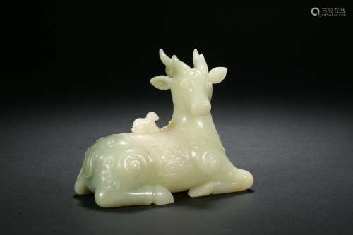 Han Dynasty Hetian Jade Deer-shaped Pen Washer