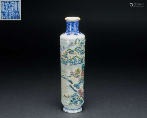 Qing Dynasty pastel flower bottle
