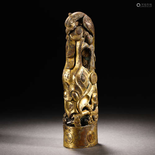 Han Dynasty Bronze Beast Head Sword Ornament