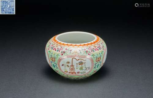 Qing Dynasty pastel blessing longevity jar