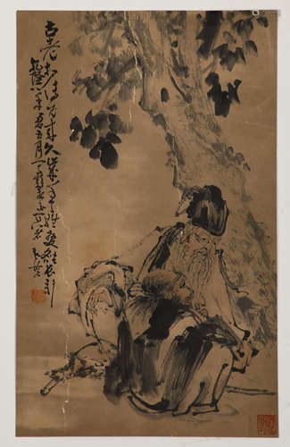 Chinese ink painting, old man