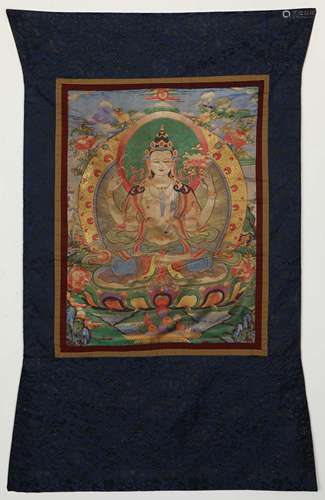 Qing Dynasty embroidered four-armed Guanyin