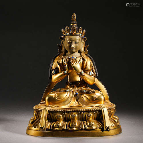 Qing Dynasty gilt bronze Buddha statue