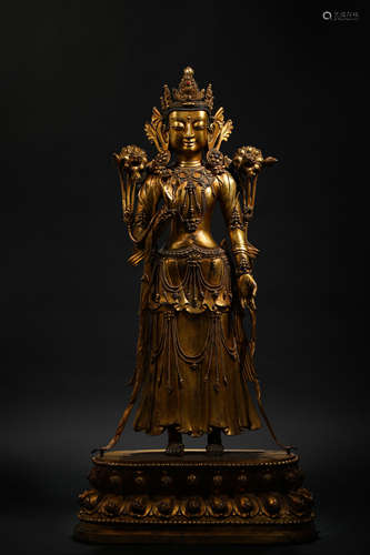 Ming Dynasty Yongle Shakyamuni Buddha Standing Statue