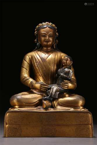 A Gilt Copper Princess Wencheng Buddha Statue.