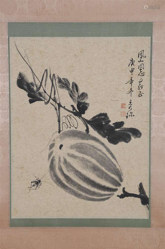 A Melons and Fruits Painting by Yang Xiuzhen.