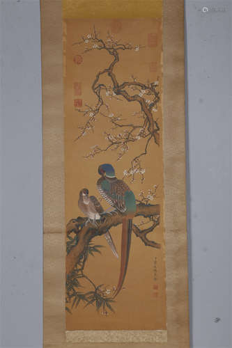 A Flowers and Birds Painting by Jiang Tingxi.