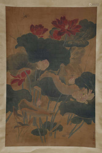 A Lotus Flowers Painting by Zou Yigui.