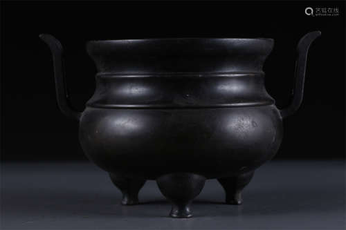 A Tripod Copper Censer with Upright Ears.