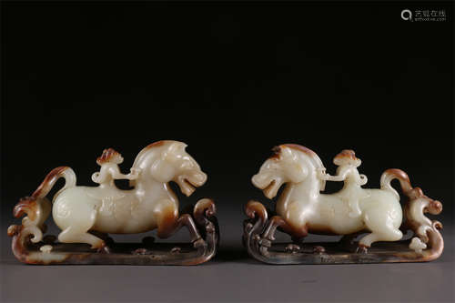 A Set of Antique Jade Sculpture Ornaments.