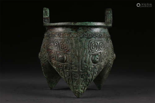 A Tripod Bronze Censer with Upright Ears.