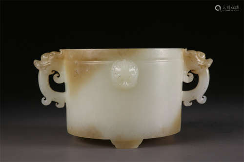 A Hetian Jade Two-Ear Censer.