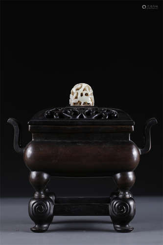 A Copper Censer with Pedestal.