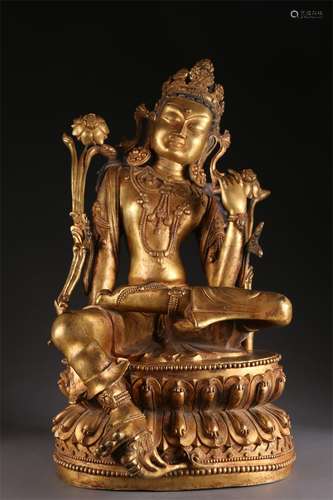 A Gilt Copper Bodhisattva Buddha Statue.