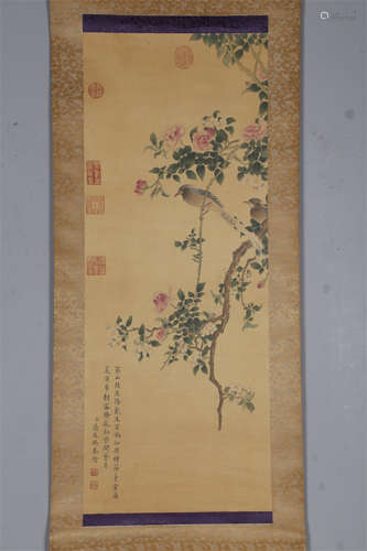 A Flowers and Birds Painting by Jiang Tingxi.